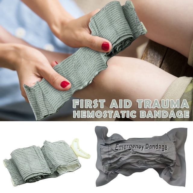 First Aid Bandage, Hemostatic Wound Dressing, Emergency Trauma Pad, 6 Inch Gauze Wrap, Blood Clotting Control, Quick Action Supply