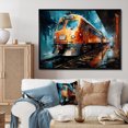 thumbnail image 1 of Designart Large Train framed wall Art, Train Dynamic composition , train framed wall art decor, Multi-Color Modern black framed wall art, 44x34 inches black frame, 1 of 5
