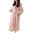 thumbnail image 2 of RXIRUCGD Mode Femmes Décontracté Uni Manches Longues Dames Ample Poche Garder au Chaud Peignoirs Faux Velours Tenue de Nuit Robe Chemises de Nuit( Rose, Taille:TG ), 2 of 3