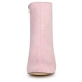 thumbnail image 4 of BLISSFUL STEP Women's Side Zipper Round Toe Block Heel Ankle Boots Pink 6, 4 of 7