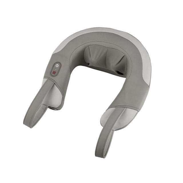 Homedics Masseur de Cou Shiatsu Rechargeable avec Chaleur, Doté d'Un design Sans Fil et d'Une Forme Ergonomique dans un Ton Gris Neutre. le Masseur Comprend des Nœuds Shiatsu Rotatifs pour un Pétrissage Profond Ou un massage par vibration Douce, avec Chaleur en Option pour une Détente Accrue. les Poignées Flexibles Permettent un Ajustement de la tension et un Ciblage Précis, Tandis Que les Commandes Supérieures Intégrées Permettent un Basculement Facile entre les Réglages. Conçu pour la Portabilité avec une Batterie Rechargeable Intégrée, Convient pour