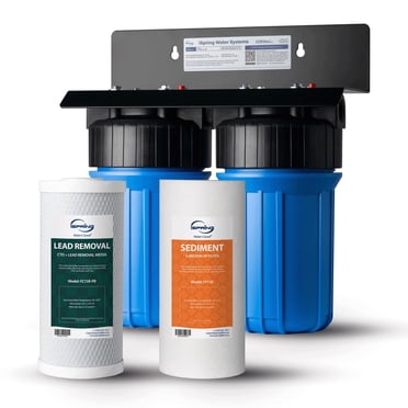 iSpring WGB21B-CPB Système de Filtration d'Eau pour Toute la Maison à 2 Étapes Réduit l'Arnes, le Cadmium, le Mercure, les Sédiments, le Chlore, et jusqu'à 99 % de Plomb, Ports d'Entrée/sortie de 1 Pouces
