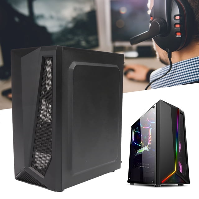 Desktop Chassis, Dust Proof Gaming PC Desktop Computer Transparent Design for Office for Home