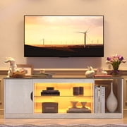 Bestier 58" LED TV Stand for PS5 Gaming Entertainment Center for 60/65 inch TV, Wash White