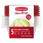 Rubbermaid TakeAlongs Conteneurs de stockage de nourriture carrée, 298 mL (1.26 Cup), Ruby Red, paquet de 5
