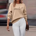 thumbnail image 4 of Chandail pour Femme Automne Superposition Haut Col Rond Chandail à Rayures Manches Longues Hauts Décontractés Tenue de Détente Confortable Chandail Manche Longue Femme Kaki P, 4 of 7
