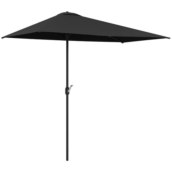 Outsunny Parasol Demi-Parasol Extérieur de Balcon 8 Pi Noir