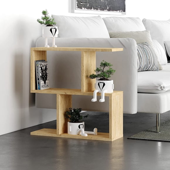 JV Home Homeania Collection Modern Side Table with Shelves for Storage, 24 Inch, Sonomo