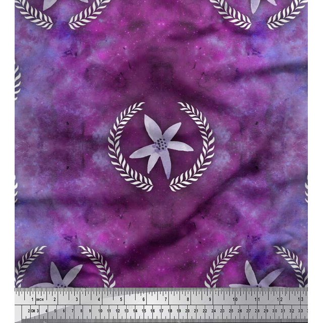 Soimoi Velvet Fabric Leaves,Floral & Galaxy Texture Printed Fabric 1 Yard 58 Inch Wide