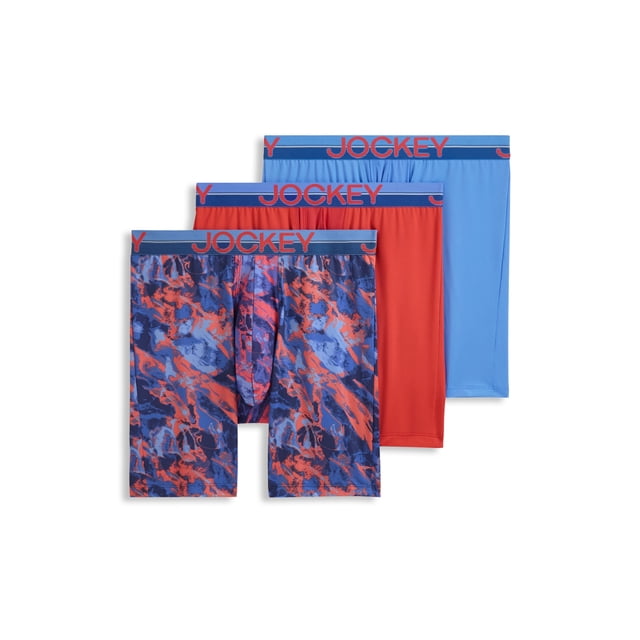 Jockey Men's Infinite Cool Microfiber Stretch 8" Long Leg Boxer Brief - 3 Pack
