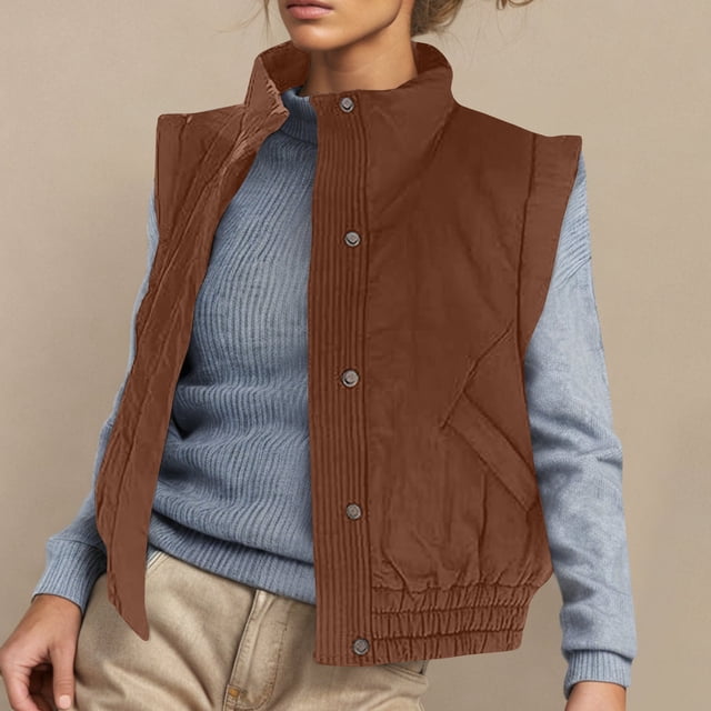 Women's Casual Solid Color Lapel Hooded Sleeveless Jacket with Elastic Hem for Spring and Summer