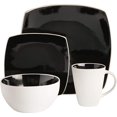 thumbnail image 1 of Gibson Elite Soho Lounge Square 16 Piece Stoneware Dinnerware Set, Black/White, 1 of 4