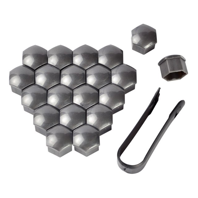 Decodeary 20 Pcs Écrous de Roue de Voiture Vis de Moyeu Auto Couvercle Anti-Poussière avec Clip Gris 21mm 1ensemble
