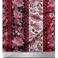 thumbnail image 1 of Soimoi Poly Georgette Fabric Stripe & Paisley Printed Fabric 1 Yard 52 Inch Wide, 1 of 3