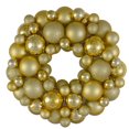thumbnail image 1 of Northlight 3-Finish Shatterproof Ball Christmas Wreath - 13" - Vegas Gold, 1 of 3