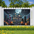 thumbnail image 5 of Spooky Scene Halloween Banner Gothic Theme Pumpkin Lantern Skeleton Design Cemetery Setting for Halloween Party Event Decor, 5 of 5