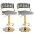 thumbnail image 1 of Swivel Bar Stool Set of 2 with Barrel Back & Footrest Metal Base for Home Bar, 1 of 8