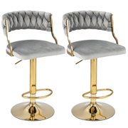 Swivel Bar Stool Set of 2 with Barrel Back & Footrest Metal Base for Home Bar