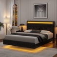 thumbnail image 4 of Homfa Queen Floating Bed with Lights, LED Platform Bed Frame with Under Bed Storage, PU Leather Adjustable Tufted Upholstered Bed, Black, 4 of 9