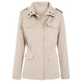 thumbnail image 2 of Innerwin Veste Militaire Femme à Revers Automne Couleur Unie Ajustée Crème-Blanc m, 2 of 4