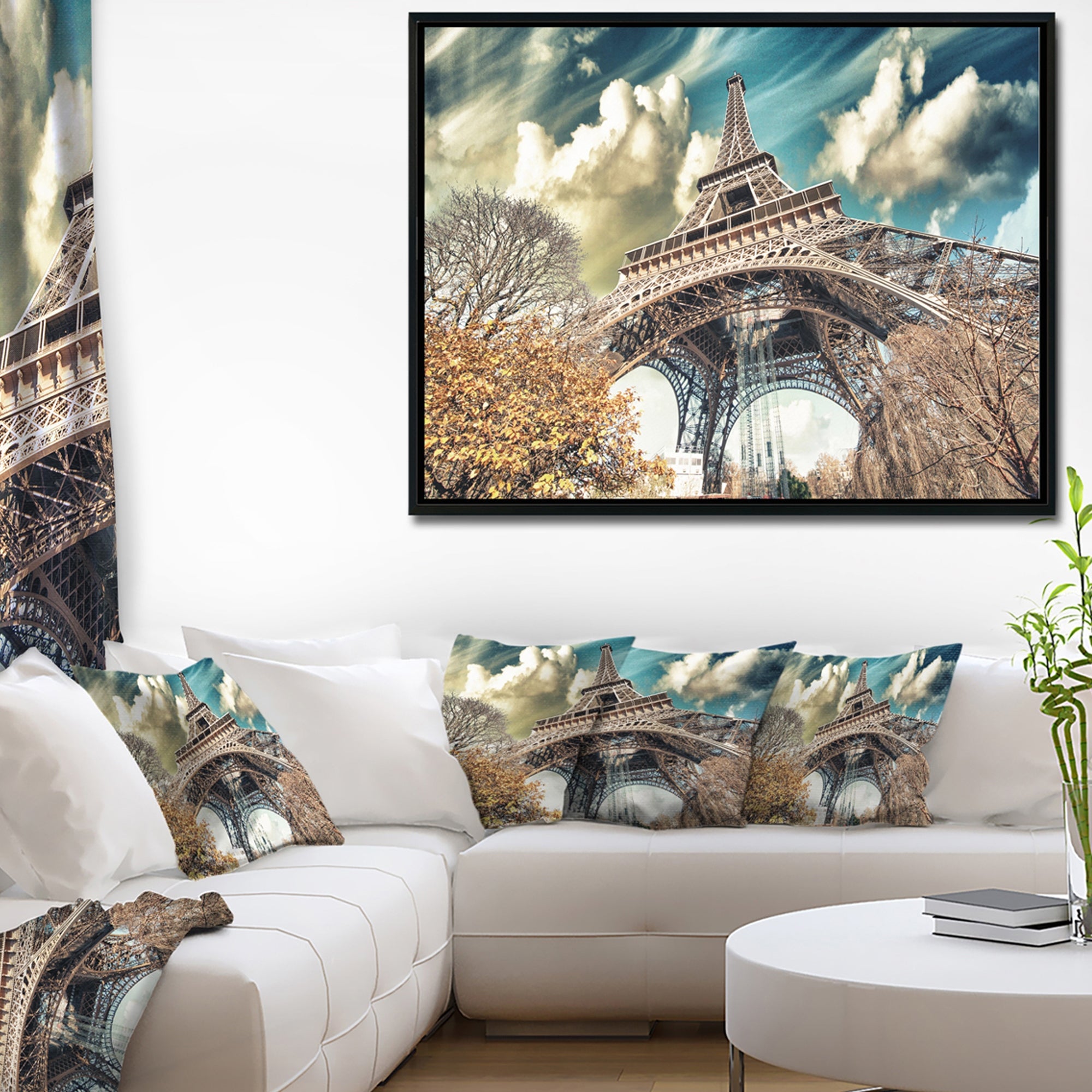 Design Art Vue De Tour Eiffel En Paris Sur Toile Encadrée