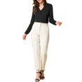 thumbnail image 2 of INSPIRE CHIC Chemise Élégante à Manches Longues et Col en V pour Femmes, Noire, 2 of 7