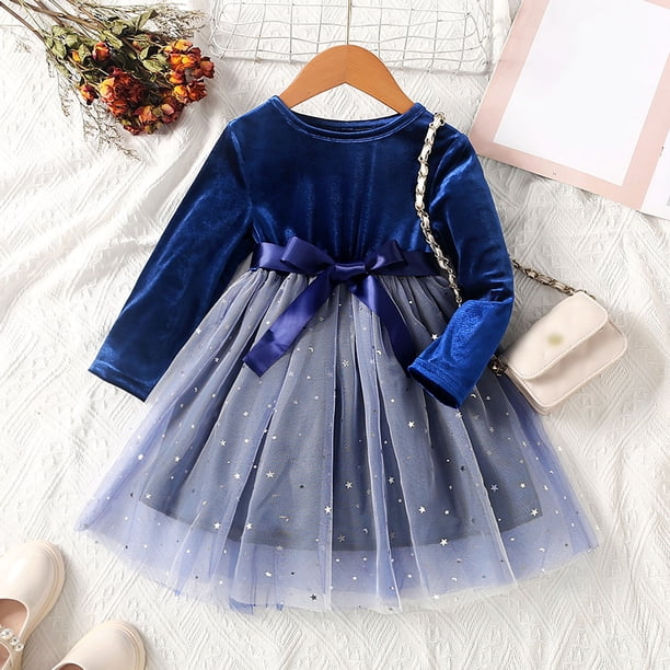 FhsagQ Dresses Christmas Dresses for Girls 14-16 Years Old Toddler Girls Long Sleeve Lace Princess Dress Dance Party Lace Dresses Clothes Girls' Christmas Dresses Size 14 Blue 12-18 Months