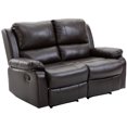 thumbnail image 1 of HOMCOM Double Reclining Loveseat Manual Reclining Sofa, PU Faux Leather Pullback Control with Footrest Sofa Set for Living Room, Brown, 1 of 6