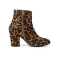 thumbnail image 3 of Unique Bargains Women's Side Zipper Block Heel Ankle Boots Leopard 9, 3 of 8