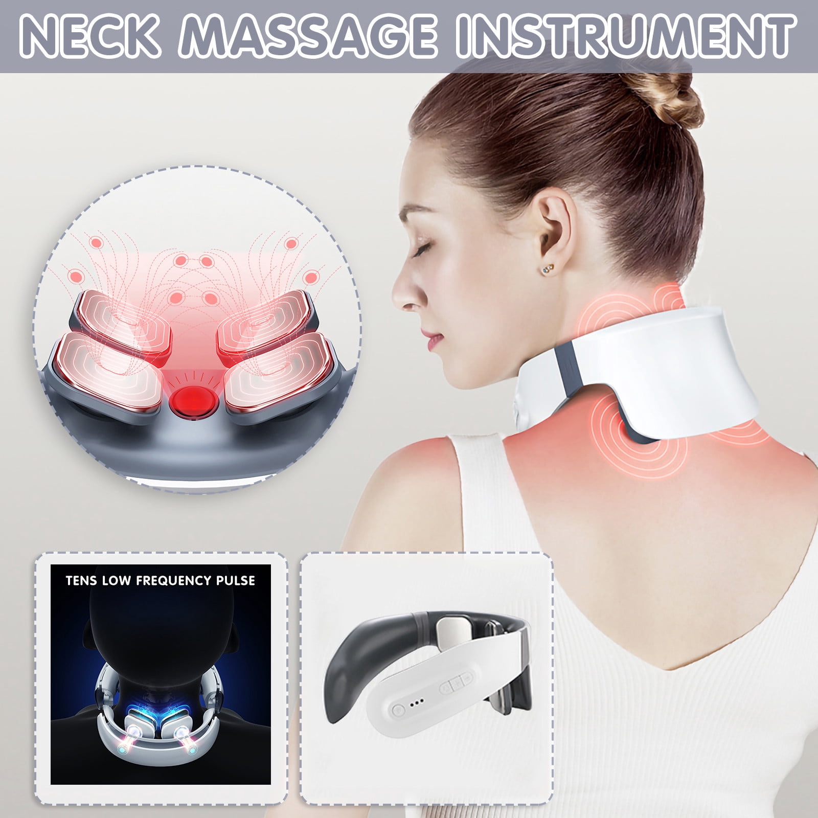 FcBaudy Massager Heated Neck Plus For Neck And Shoulder Pain Relief Muscle Relaxation Floating 4 Vibrator Heating a massager