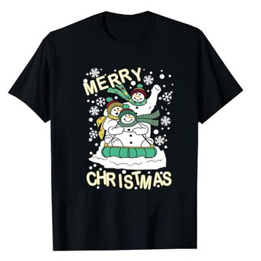EGNMCR Blouse de Mode de Noël Imprimée Décontractée Mode Passe-Partout T-Shirt à Manches Courtes Hauts