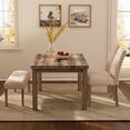 thumbnail image 4 of Morden Fort Farmhouse Dining Table Set for 4, Rustic Wooden Kitchen Table with Upholstered Bench&2 Chairs, Country Style Dining Set for Family Gatherings, 4 of 4