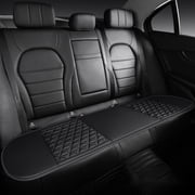 AHMT Car Seat Covers, Cushion and Backrest, 1 Pair Luxury PU Car Seat Covers Protectors for Front Seats, Ripple Pattern for Non-Slip, Easy to Clean, Universal Fit for Most Cars(C,Black)