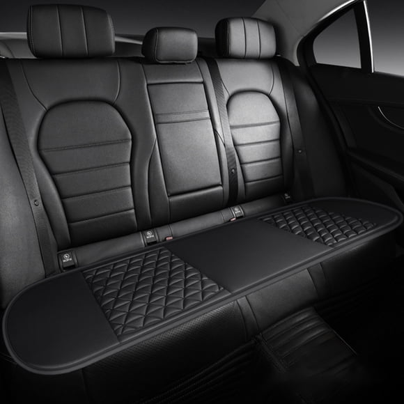AHMT Car Seat Covers, Cushion and Backrest, 1 Pair Luxury PU Car Seat Covers Protectors for Front Seats, Ripple Pattern for Non-Slip, Easy to Clean, Universal Fit for Most Cars(C,Black)