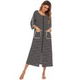 thumbnail image 4 of Langgg Robe de Nuit en Polyester pour Femmes Col Rond Fermeture Éclair Respirante Cardigan Maison Bureau Robe de Nuit Vêtements de Nuit Noir TG, 4 of 9