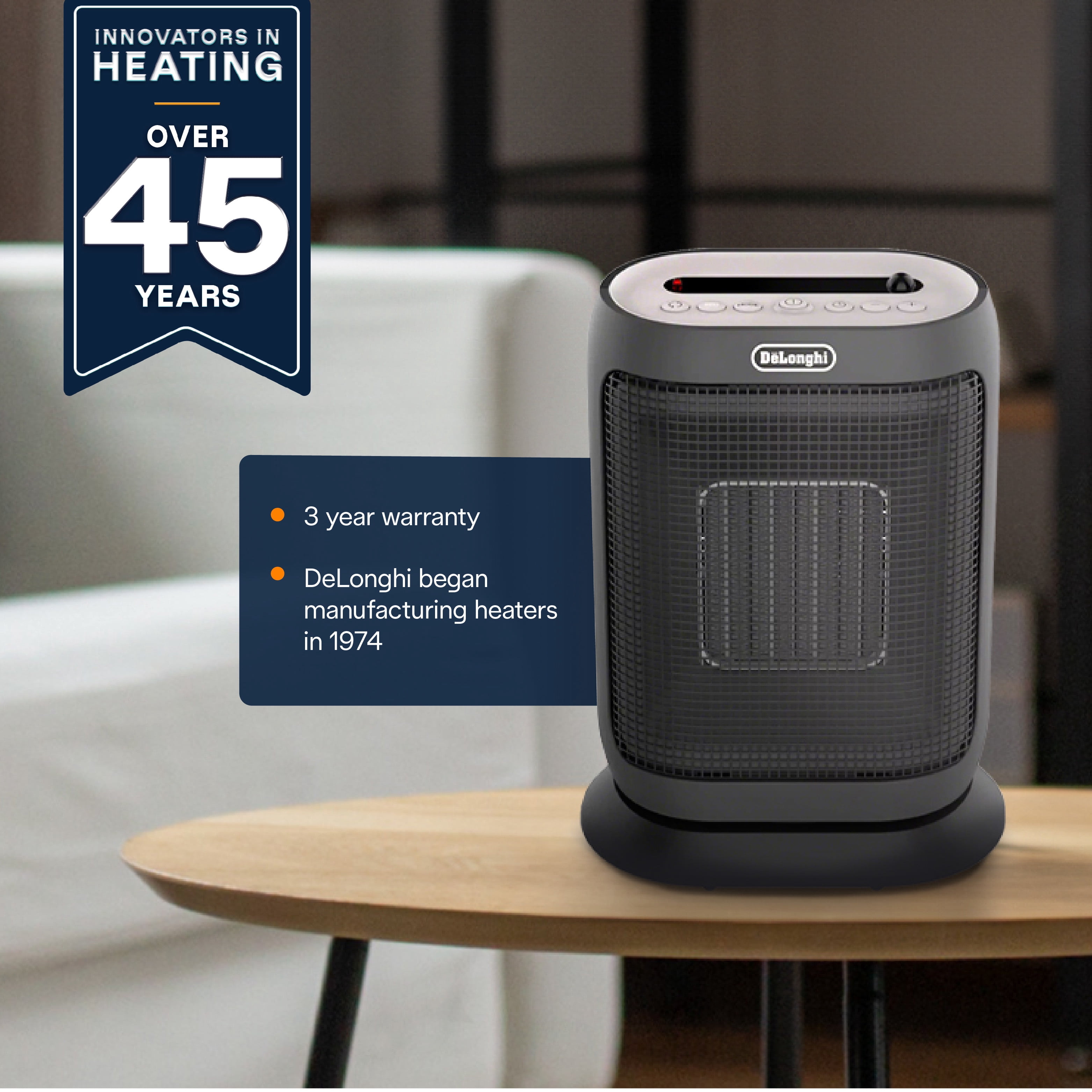 DeLonghi Compact Digital Ceramic Heater with Remote