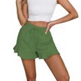 thumbnail image 2 of AherBiu Shorts for Women Trendy Elastic Waist Drawstring Ruffle Wide Leg Summer Casual Solid Color Loose Comfy Shorts, 2 of 5