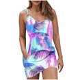 thumbnail image 2 of Ovzne Robes Grande Taille pour Femmes aux Formes Robe Femme Mode Robe d'Été pour Femmes Poches Décontractée Col Rond Sans Manches Imprimé Robes de Plage Boho Robe Mini Robes Robe de Vacances Liquidation, 2 of 7