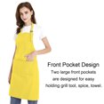 thumbnail image 3 of (Price/each)Opromo Unisex Cotton Canvas Adjustable Chef Kitchen Aprons with 2 Pockets-Yellow-L, 3 of 6
