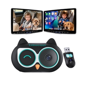 OTTOCAST Baby Car Camera &Wireless CarPlay Adapter,1080P HD Rear Seat Monitor Display on Car Screen,150°Wide Angle No-Glow Night View, Safety for Kids & Infants