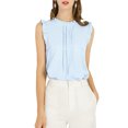 thumbnail image 2 of INSPIRE CHIC Women's Sleeveless Blouse Ruffled Pleated Wear-to-Work Chic Blouse XS Blue, 2 of 8