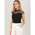 thumbnail image 2 of INSPIRE CHIC Women's Mesh Panel Top Round Neck Keyhole Sleeveless Blouse, 2 of 6