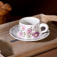 thumbnail image 2 of 85oz Chinese Floral Ceramic Coffee Cup Set Style White Orange Porcelain Tea Mug, 2 of 9