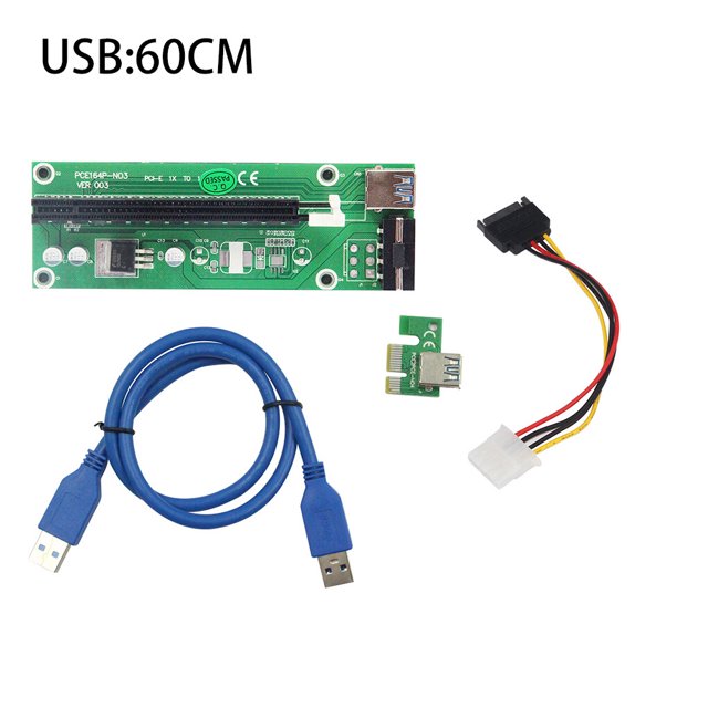 Ruiboury VER003 PCI-E Riser Card 30CM 60CM USB 3.0 Cable PCI 1X to 16X Extender PCI-E Adapter for GPU Miner Mining Green 60CM 1Set