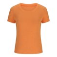 thumbnail image 3 of AherBiu Hauts Côtelés pour Femmes Été Col Ras du Cou Tricoté Manches Courtes Extensible Coupe Ajustée Hauts de Sortie T-Shirts Chemises, 3 of 5