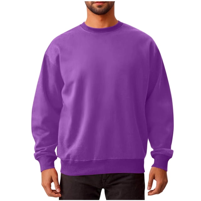 cfhntfmh Chandails Molletonnés pour Hommes Grande Taille Décontractés à Col Rond à Manches Longues Hauts Basiques Molleton Doux Chandails Molletonnés Unis