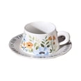 thumbnail image 1 of 85oz Chinese Floral Ceramic Coffee Cup Set Style White Orange Porcelain Tea Mug, 1 of 9