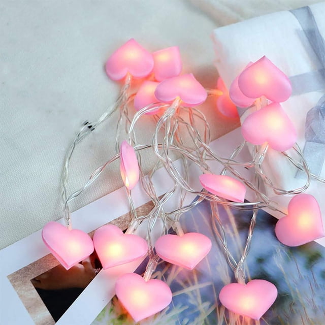RKSTN Kitchen SuppliesLED Light Fabric Peach Heart String Light Girl Heart Room Decoration Light Decorations for Home Kitchen Decor