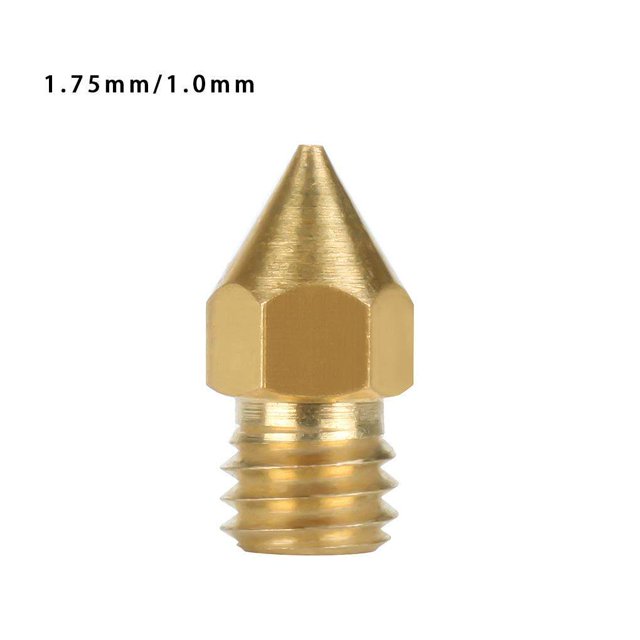 kurtrusly 3D Printer Nozzle Brass Extrude Head Mini Portable Brass Nozzle Firm Printer Thread, 1.0mm/1.75mm