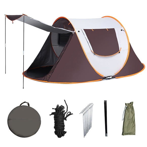 Generic Compact Automatic Outdoor Tent with Vestibule, Small Size, Lightweight & Durable for 3-4 People, Includes Storage & Carrying Bags